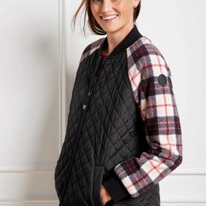 T by Talbots Sherpa Quilted Bomber Jacket